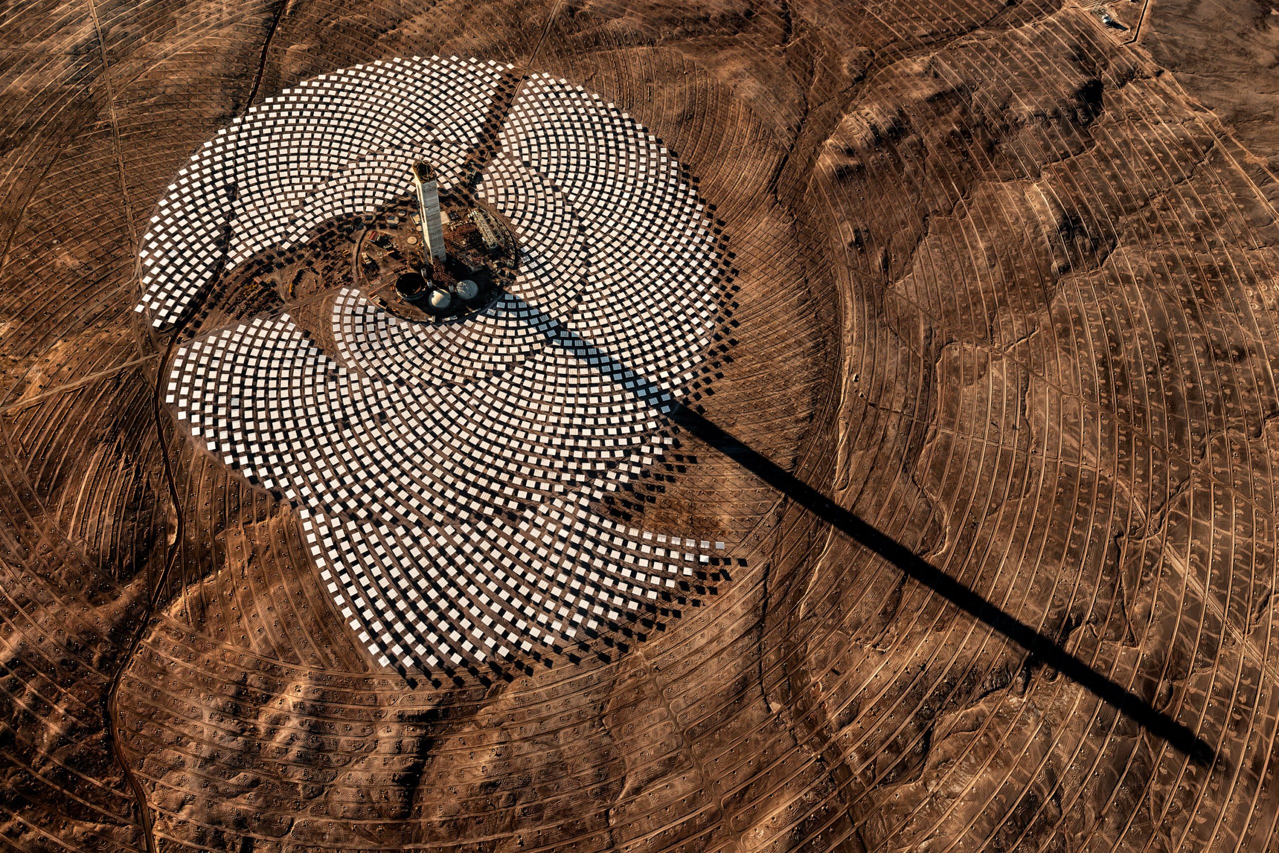Cerro Dominador, a 110 MW concentrated solar power plant under construction, Atacama Desert, Chile, 16 July 2017.
